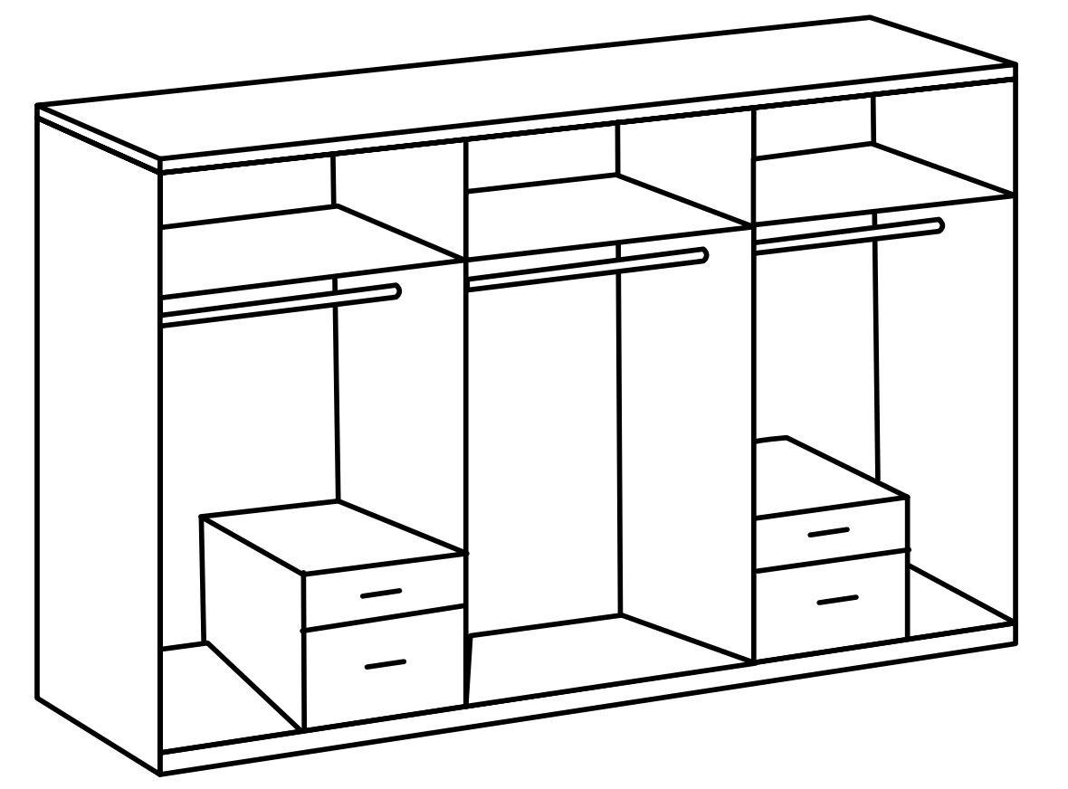 RUHÁSSZEKRÉNY fehér, tölgyfa - ezüst/tölgyfa, Design, műanyag/faalapú anyag (270/208/58cm) - Carryhome