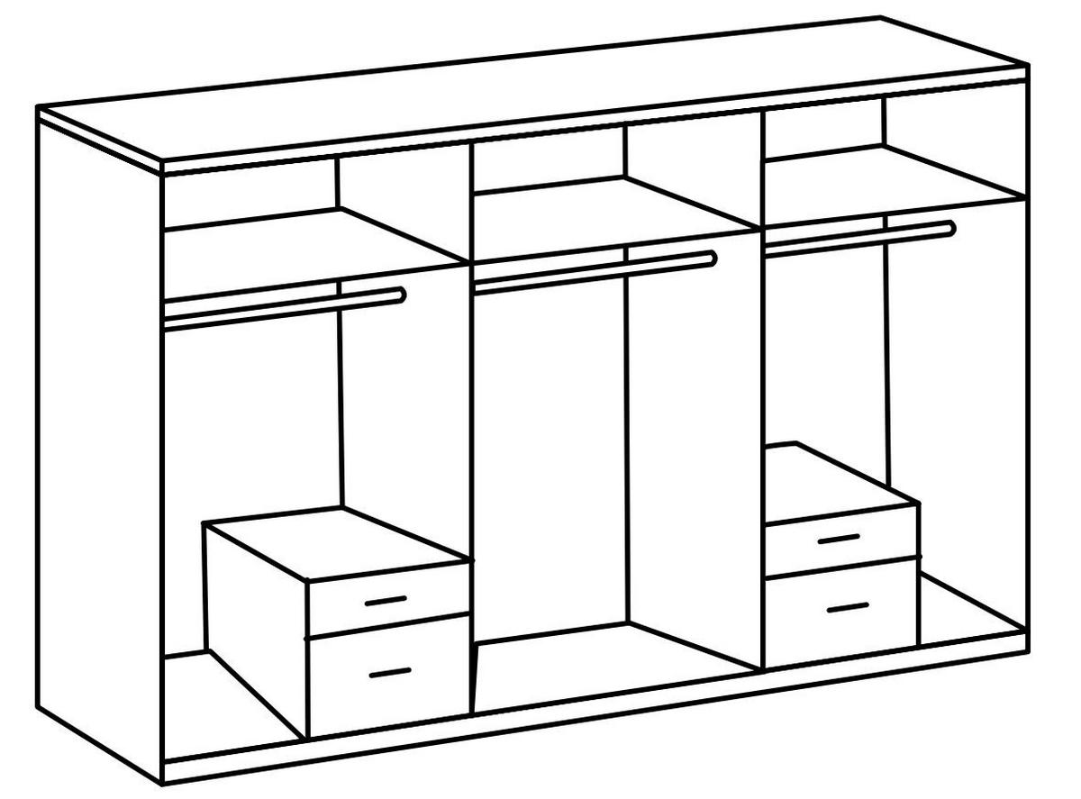 DREHTÜRENSCHRANK 270/210/58 cm 6-türig  - Silberfarben/Graphitfarben, Design, Glas/Holzwerkstoff (270/210/58cm) - MID.YOU