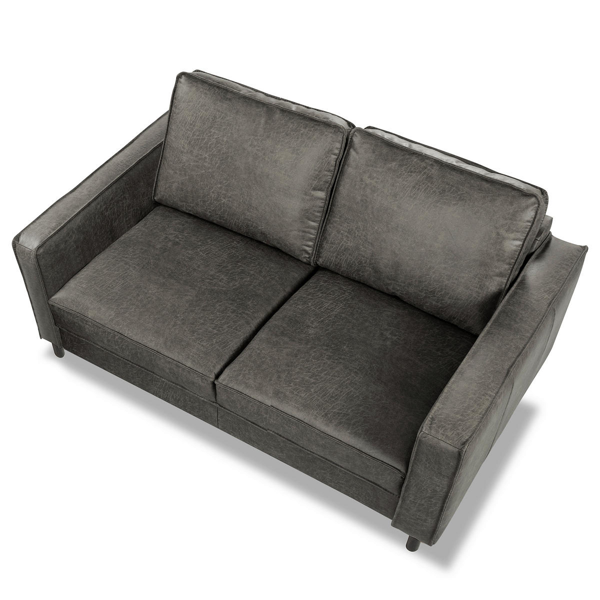 2-SITZER-SOFA Dunkelbraun Echtleder Lederlook  - Dunkelbraun, Design, Leder/Textil (148/85/92cm) - Livetastic