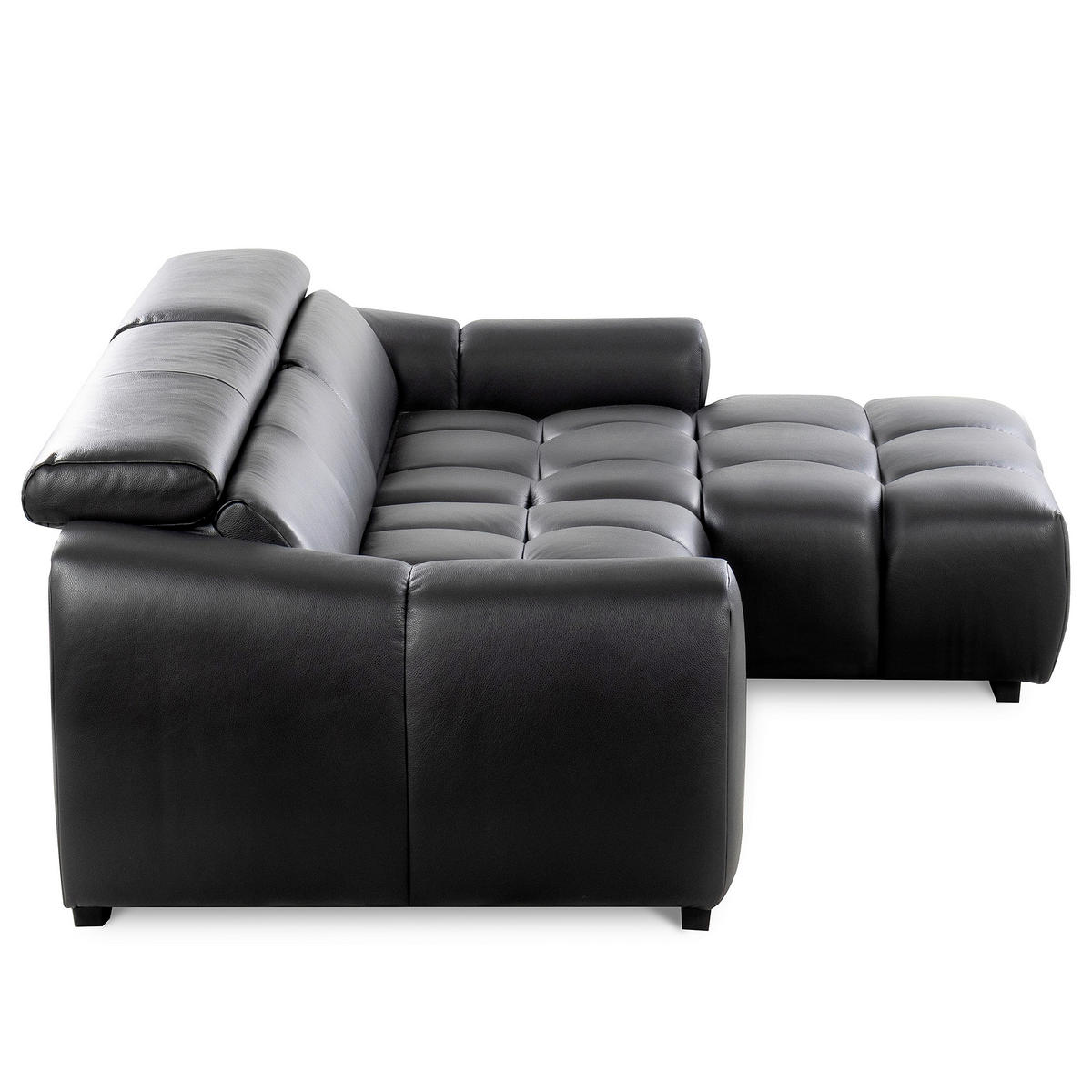 ECKSOFA  Echtleder Schwarz  - Schwarz, Design, Leder/Kunststoff (274/177cm) - Livetastic