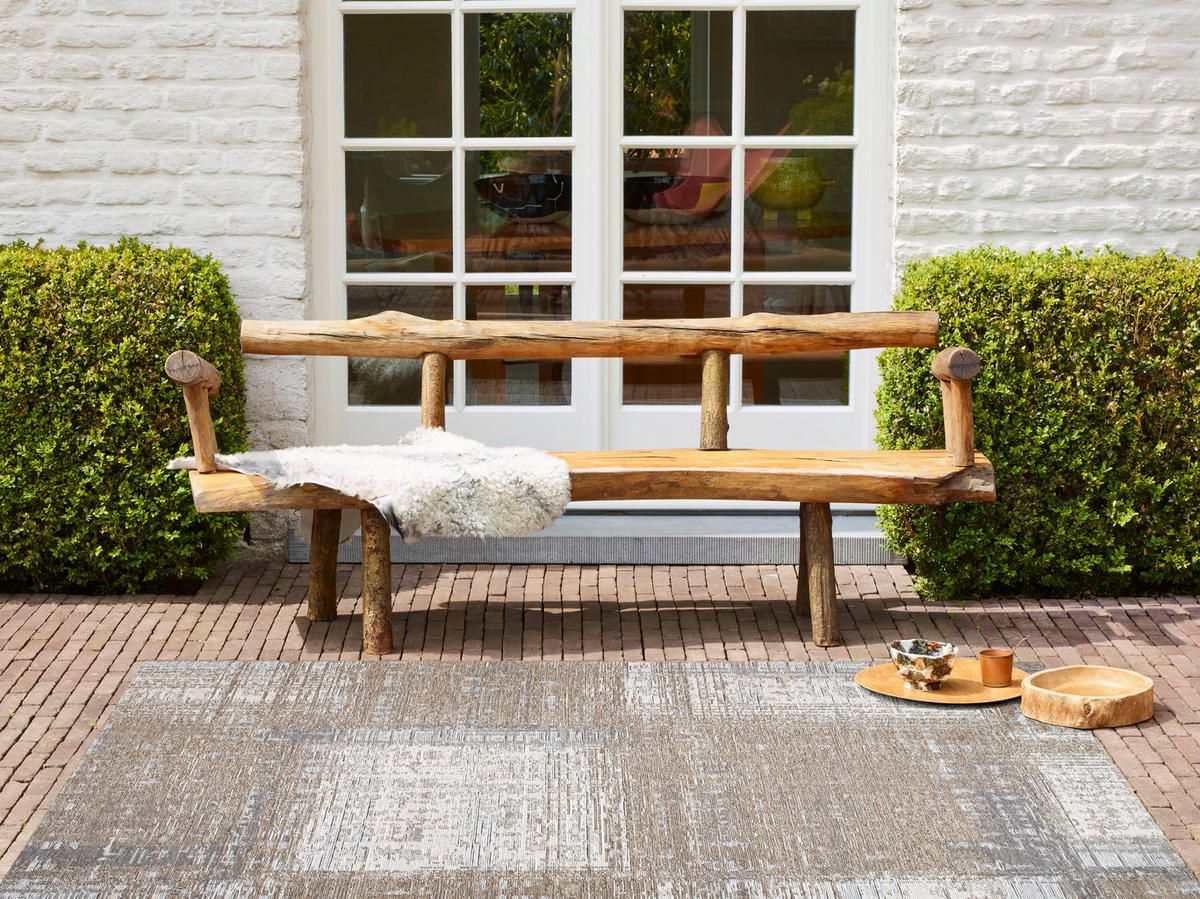 OUTDOORTEPPICH 60/110 cm Amalfi Grau, Hellgrau, Hellbraun  - Hellbraun/Hellgrau, KONVENTIONELL, Textil (60/110cm) - Novel