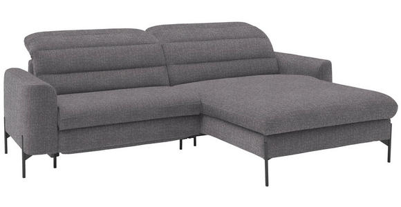 ECKSOFA in Flachgewebe Grau  - Schwarz/Grau, Design, Textil/Metall (252/191cm) - Dieter Knoll