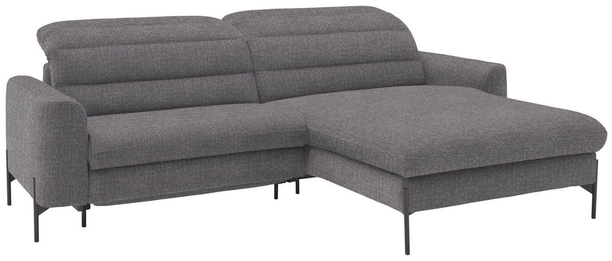 ECKSOFA in Flachgewebe Grau  - Schwarz/Grau, Design, Textil/Metall (252/191cm) - Dieter Knoll