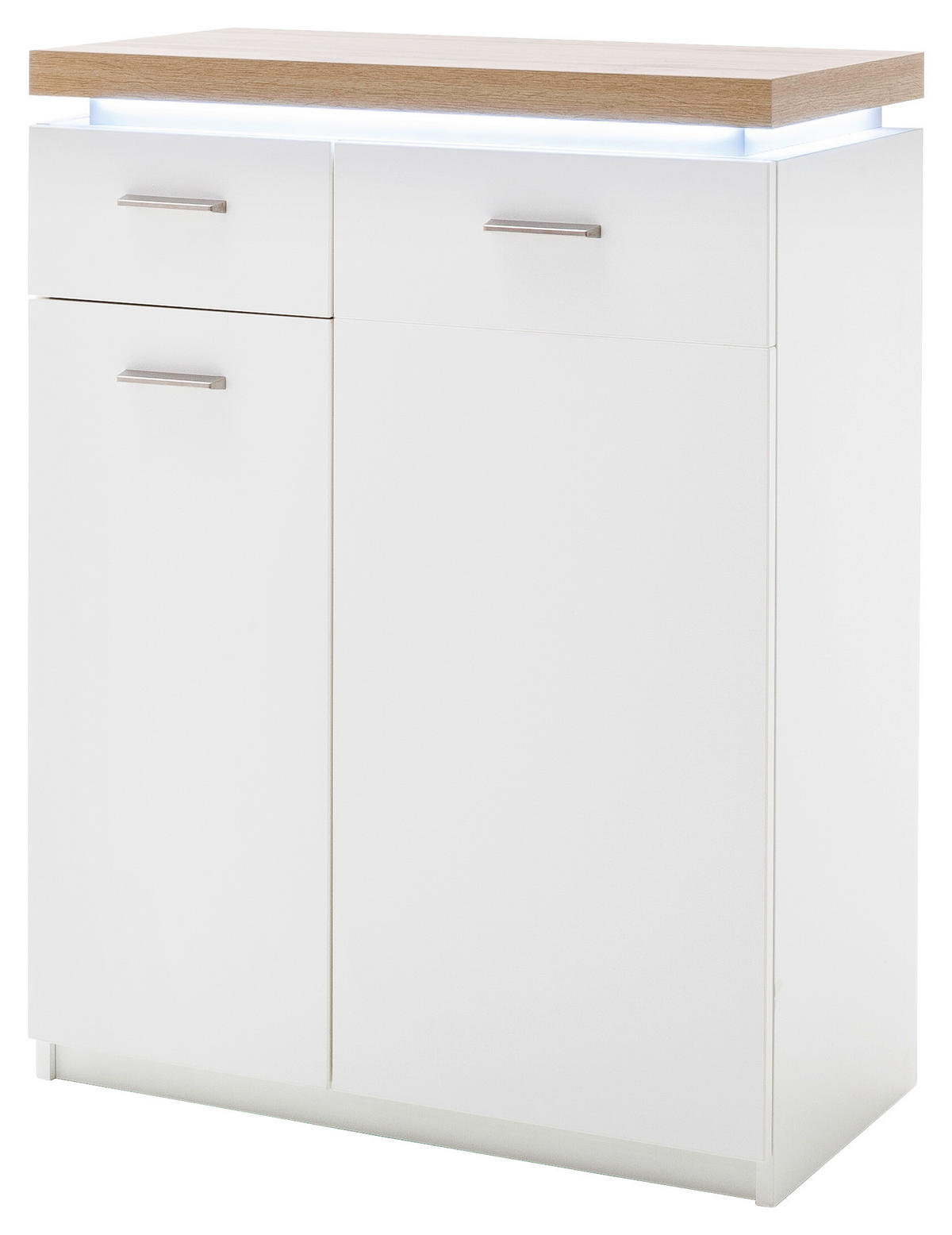 SCHUHSCHRANK  in 75/99/38 cm  - Weiss/Eichefarben, Natur, Holzwerkstoff/Metall (75/99/38cm)