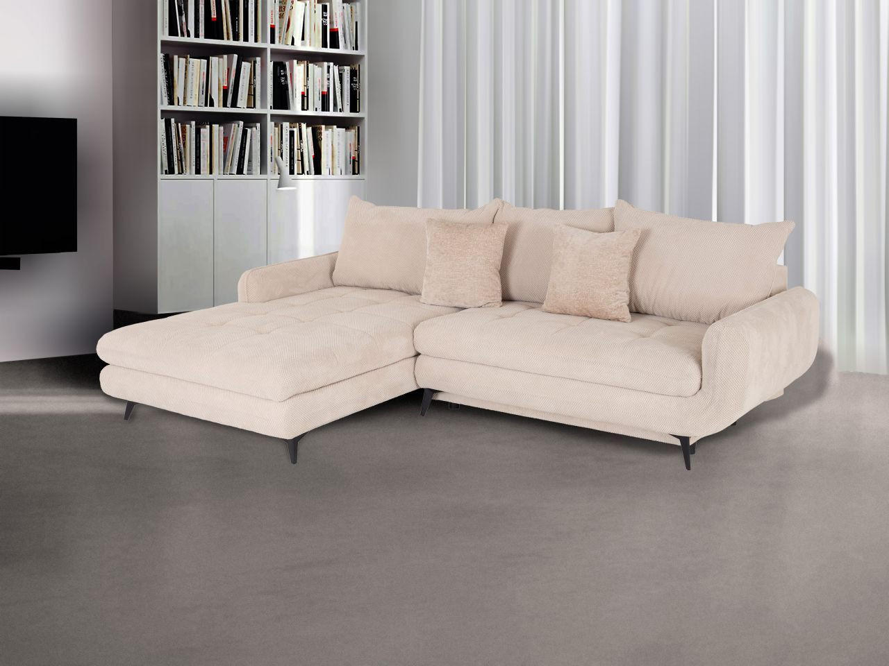 SEDEŽNA GARNITURA, bež  - črna/bež, Moderno, les (271/173/85cm) - Hom`in