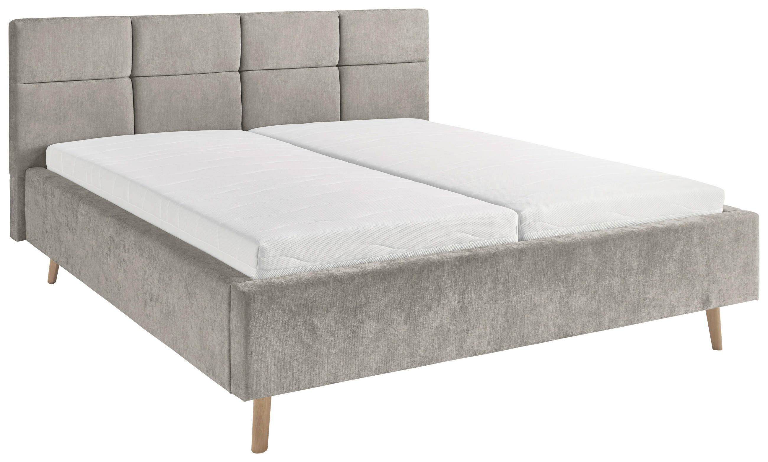 POLSTERBETT 180/200 cm,  in Grau,  - Eichefarben/Grau, KONVENTIONELL, Holz/Textil (180/200cm) - SetOne by Musterring