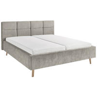POLSTERBETT 180/200 cm,  in Grau,  - Eichefarben/Grau, KONVENTIONELL, Holz/Textil (180/200cm) - SetOne by Musterring