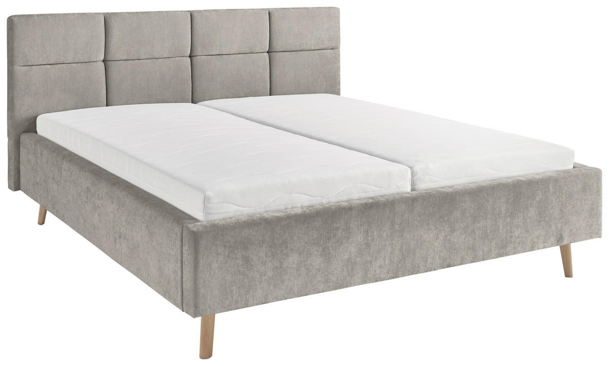 POLSTERBETT 180/200 cm,  in Grau,  - Eichefarben/Grau, KONVENTIONELL, Holz/Textil (180/200cm) - SetOne by Musterring