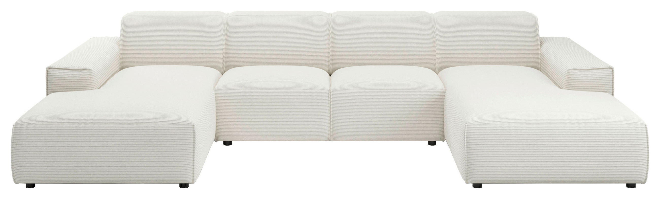 WOHNLANDSCHAFT Weiß Cord  - Schwarz/Weiß, MODERN, Kunststoff/Textil (189/340/189cm) - Pure Home Lifestyle