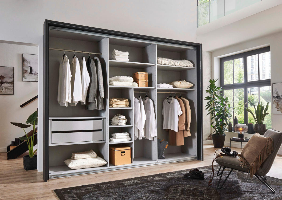 SKRIŇA S POS. DVER. – HOR.VED, biela, dub bianco, 250/217/67 cm - biela/dub bianco, Design, kompozitné drevo (250/217/67cm) - Novel