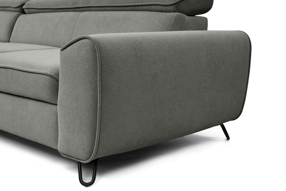 ECKSOFA in Flachgewebe Dunkelgrau  - Dunkelgrau/Schwarz, Design, Textil/Metall (200/250cm) - Stylife