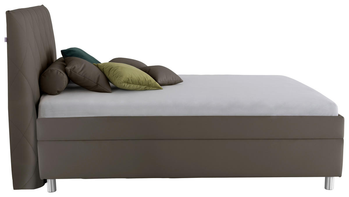 POLSTERBETT Matratze, gepolstertes Kopfteil, Lattenrost, Bettkasten Anthrazit 140/200 cm  - Birkefarben/Anthrazit, KONVENTIONELL, Holz/Textil (140/200cm) - Esposa