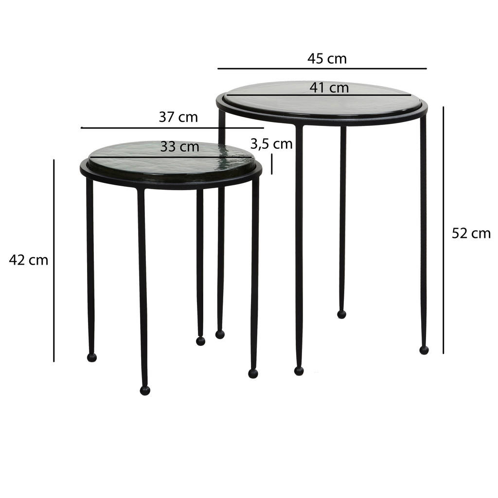 Thumbnail - Mid.you Satztisch, Grün, Schwarz, Glas, 2-teilig, rund, eckig, Wohnzimmer, Wohnzimmertische, Satztische