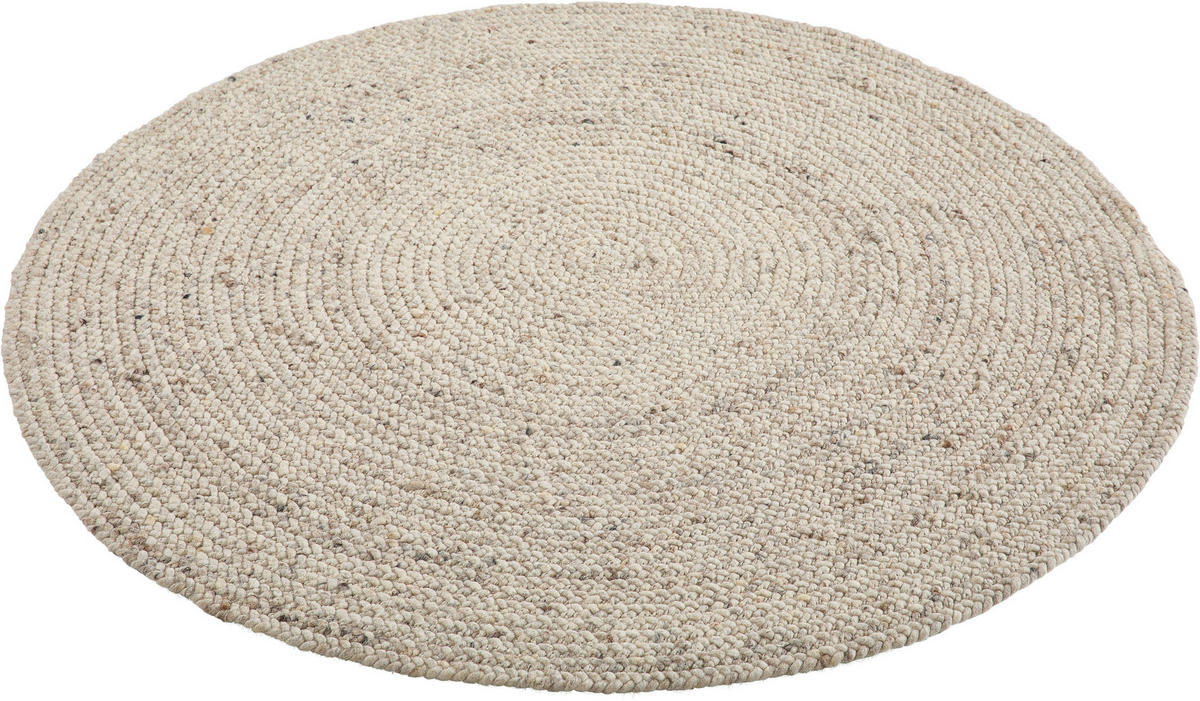 HANDWEBTEPPICH 120 cm Schwarz, Beige rund  - Beige/Schwarz, Basics, Textil (120cm) - Linea Natura