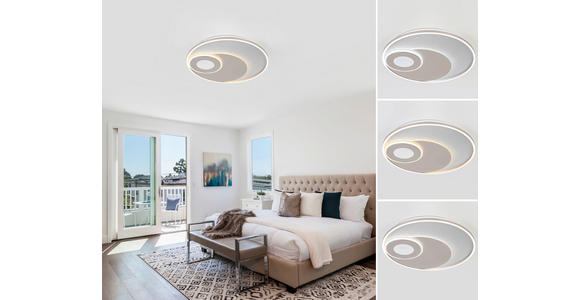 LED-DECKENLEUCHTE 50/5 cm  - Champagner/Silberfarben, Design, Kunststoff/Metall (50/5cm) - Novel