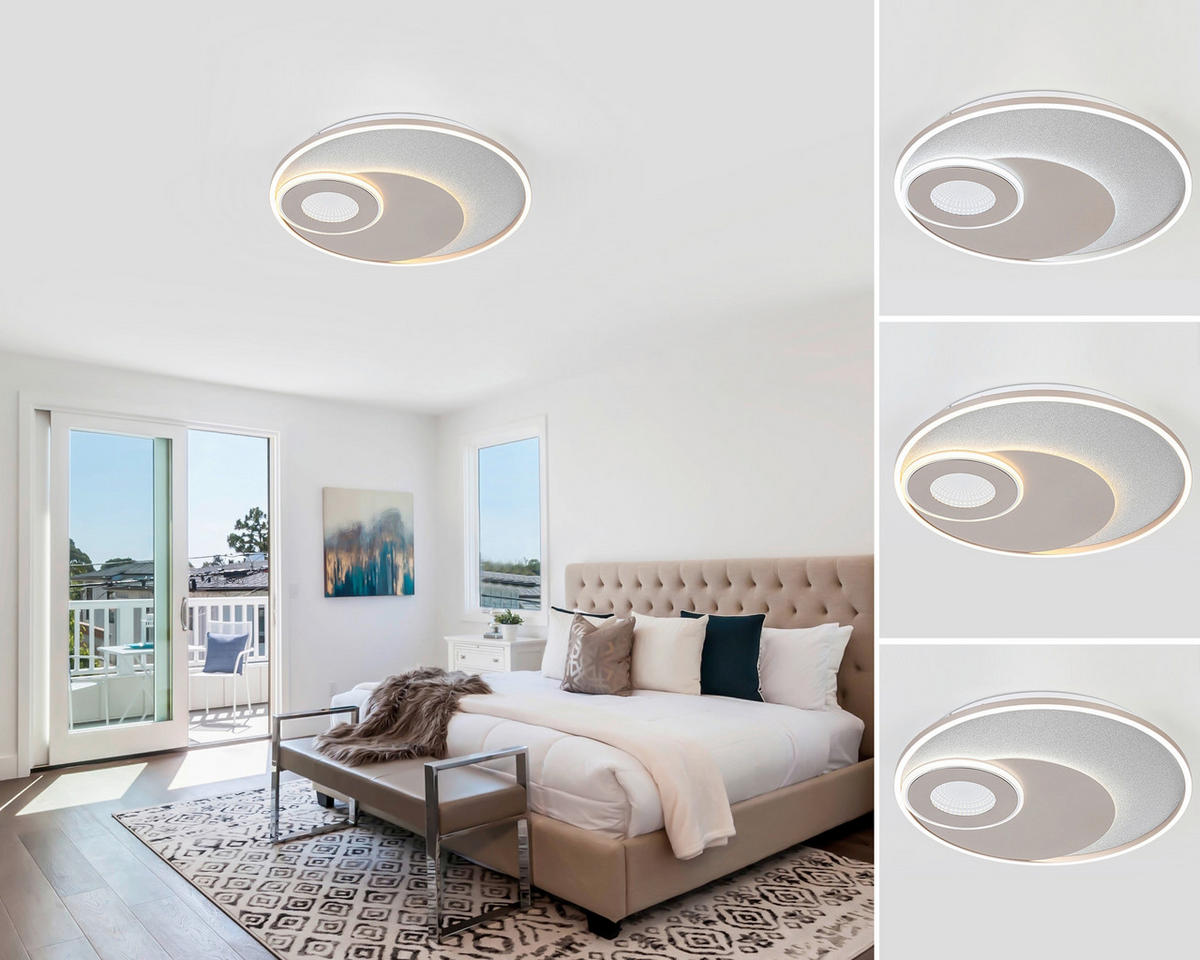 LED-DECKENLEUCHTE 50/5 cm  - Champagner/Silberfarben, Design, Kunststoff/Metall (50/5cm) - Novel
