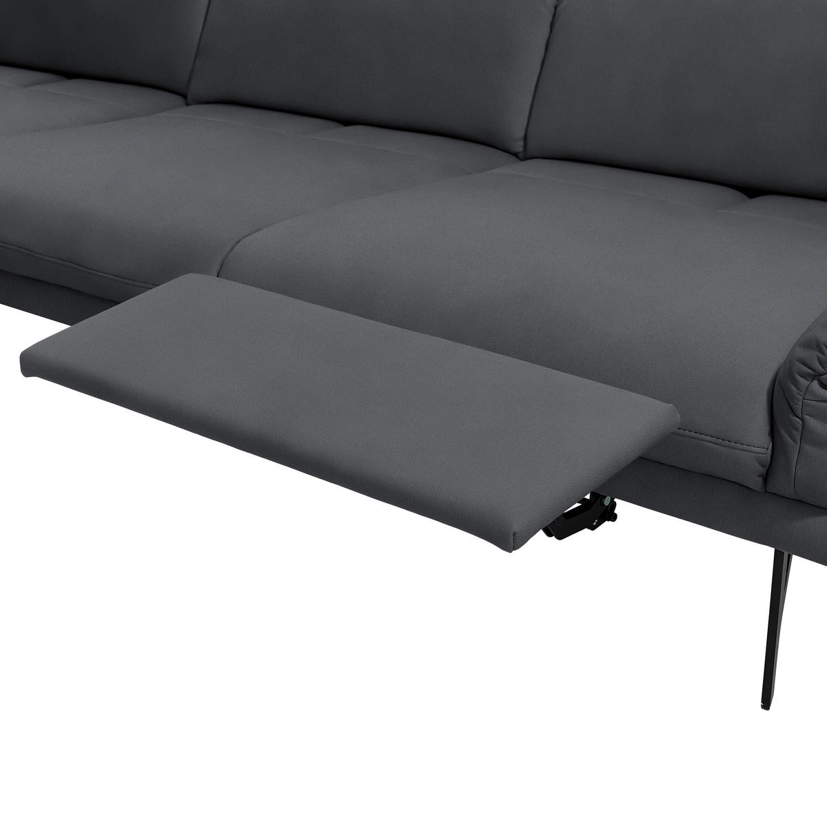 ECKSOFA Posh in Echtleder Dunkelgrau  173/308 cm  - Dunkelgrau/Anthrazit, Design, Leder/Metall (173/308cm) - Joop!
