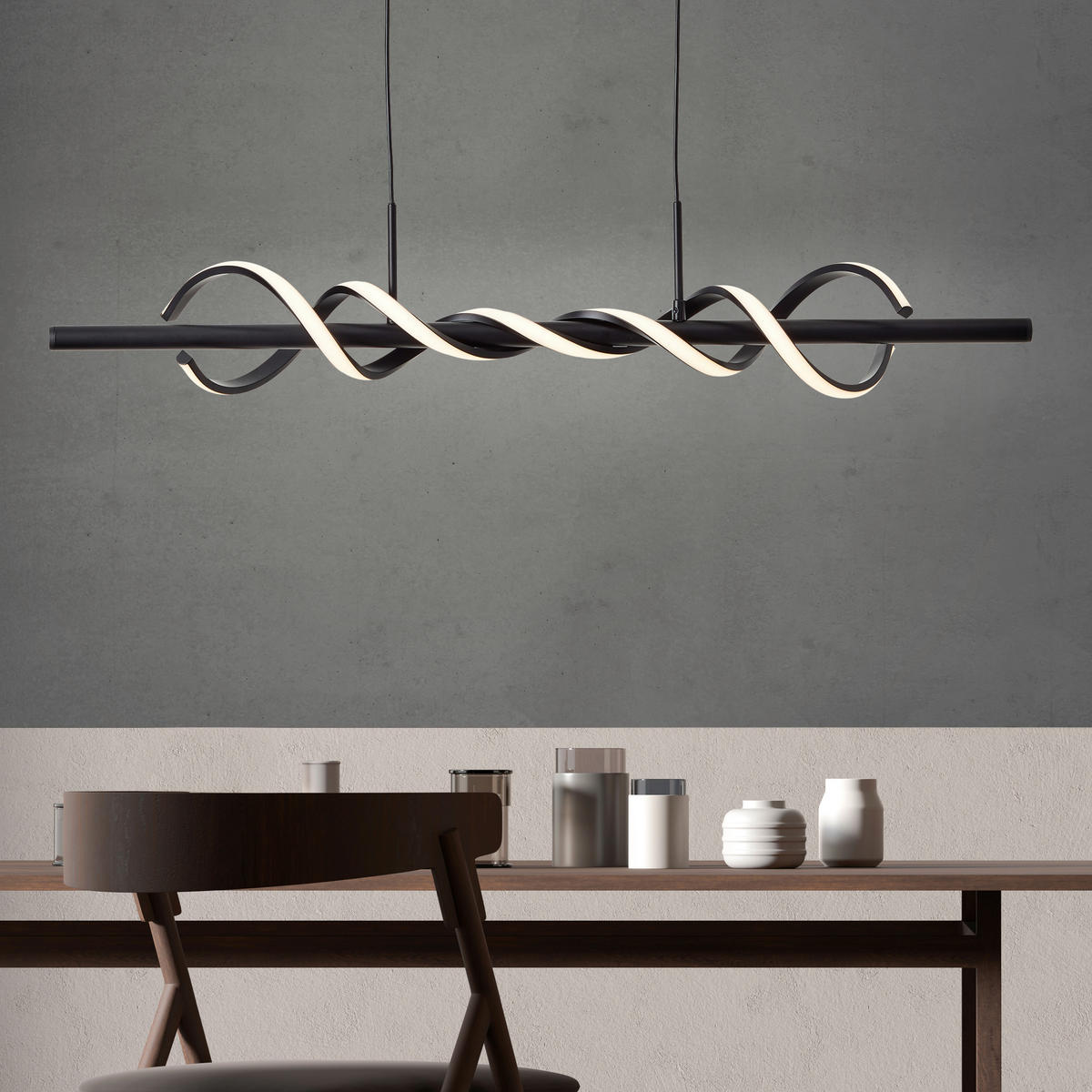LED-PENDELLEUCHTE  - Schwarz, Design, Kunststoff/Metall (150/95,5/18cm) - Brilliant