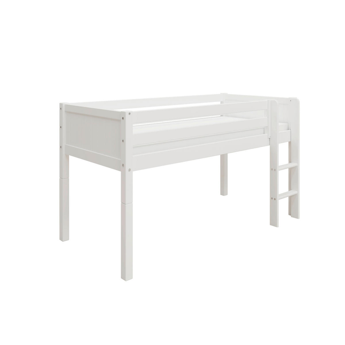 HOCHBETT 90/200 cm,  in Absturzsicherung, Leiter, Rollrost  - Weiß, MODERN, Holz (90/200cm) - Chameo