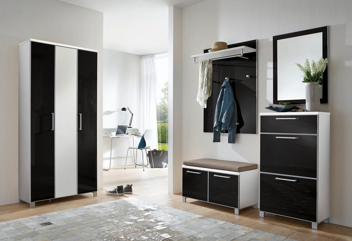 GARDEROBE 5-teilig  in 155/195/40 cm  - Weiss/Anthrazit, Design, Glas/Holzwerkstoff (155/195/40cm)