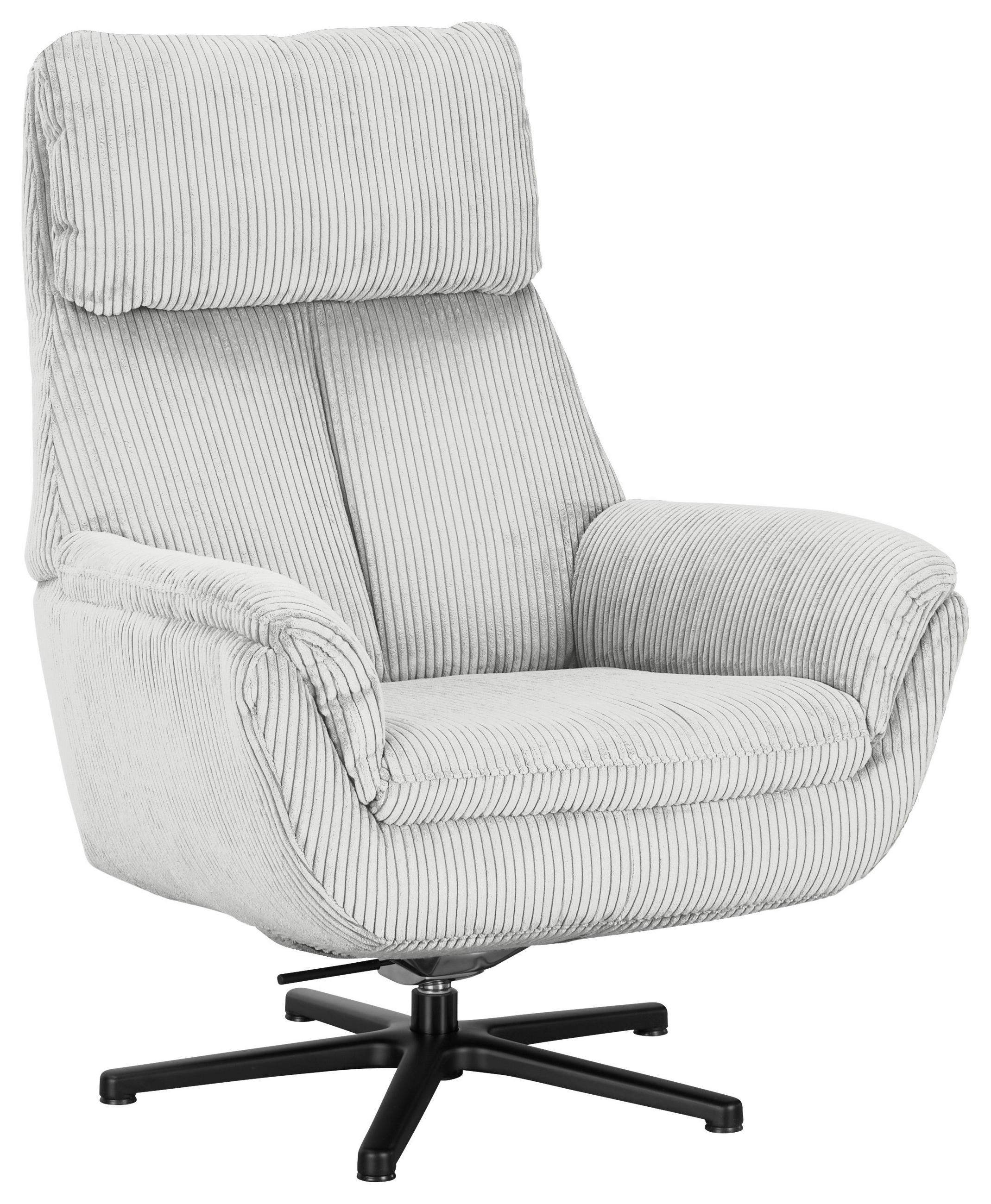 RELAXSESSEL in Textil Creme, Naturfarben  - Creme/Schwarz, Design, Textil/Metall (79/108/89cm) - Beldomo Style