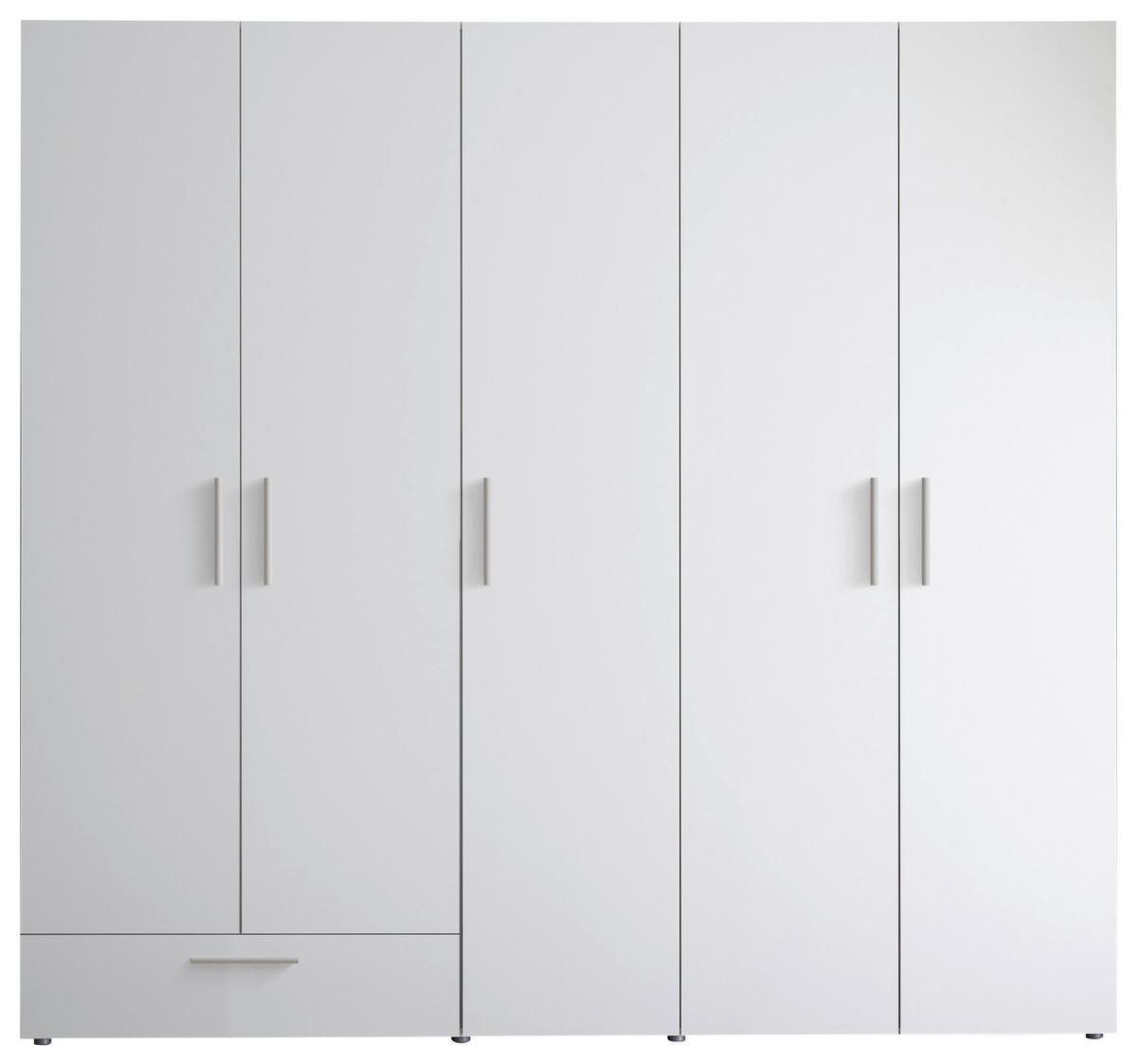 OMARA ZA OBLAČILA, bela  - bela/barve aluminija, Moderno, umetna masa/leseni material (225/210/52,5cm) - Xora