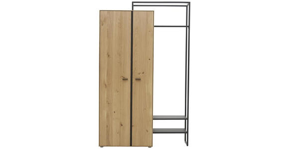 GARDEROBENSCHRANK 128,9/210,3/37 cm - Dunkelgrau/Eichefarben, Natur, Holz/Holzwerkstoff (128,9/210,3/37cm) - Valnatura
