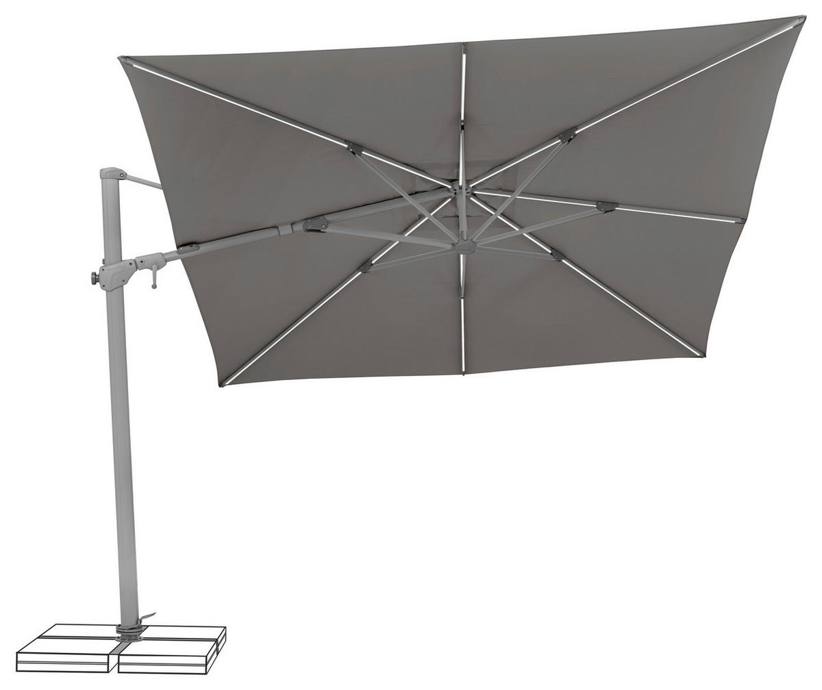 AMPELSCHIRM 300 cm  - Silberfarben/Alufarben, Basics, Textil/Metall (300/300cm) - Suncomfort by Glatz