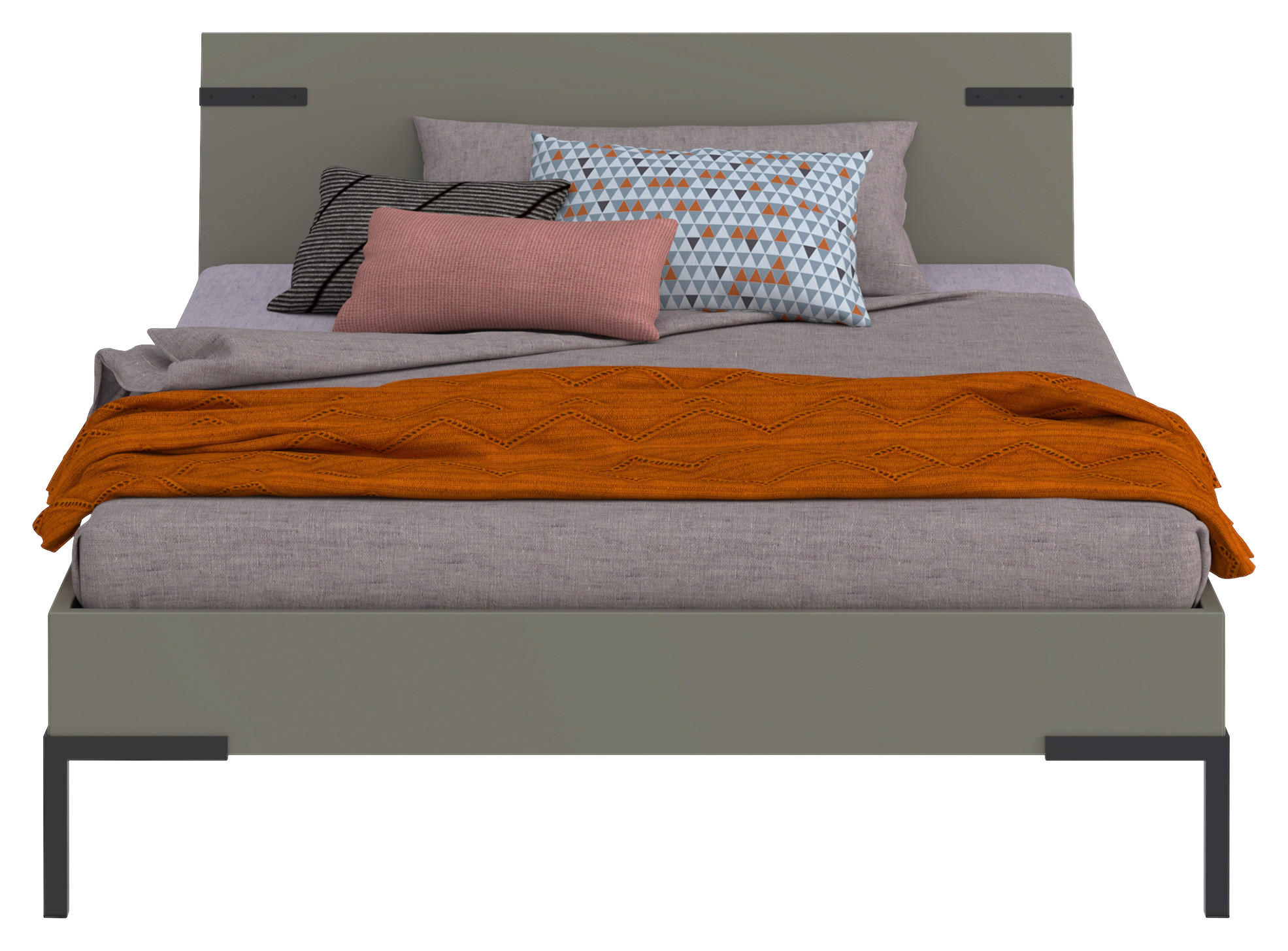 BETT 140/200 cm  in Grau, Grün  - Schwarz/Grau, Design, Metall (140/200cm) - Xora