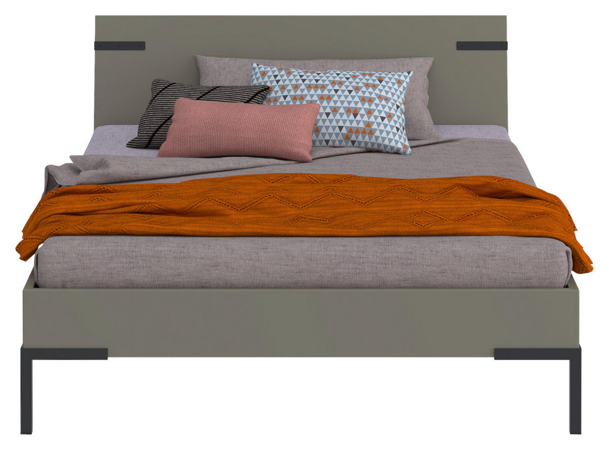 BETT 140/200 cm  in Grau, Grün  - Schwarz/Grau, Design, Holzwerkstoff/Metall (140/200cm) - Xora