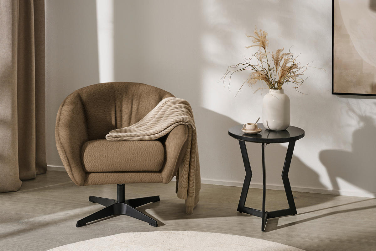 SESSEL in Chenille Rostfarben  - Rostfarben/Schwarz, Design, Textil/Metall (80/78/80cm) - Stylife