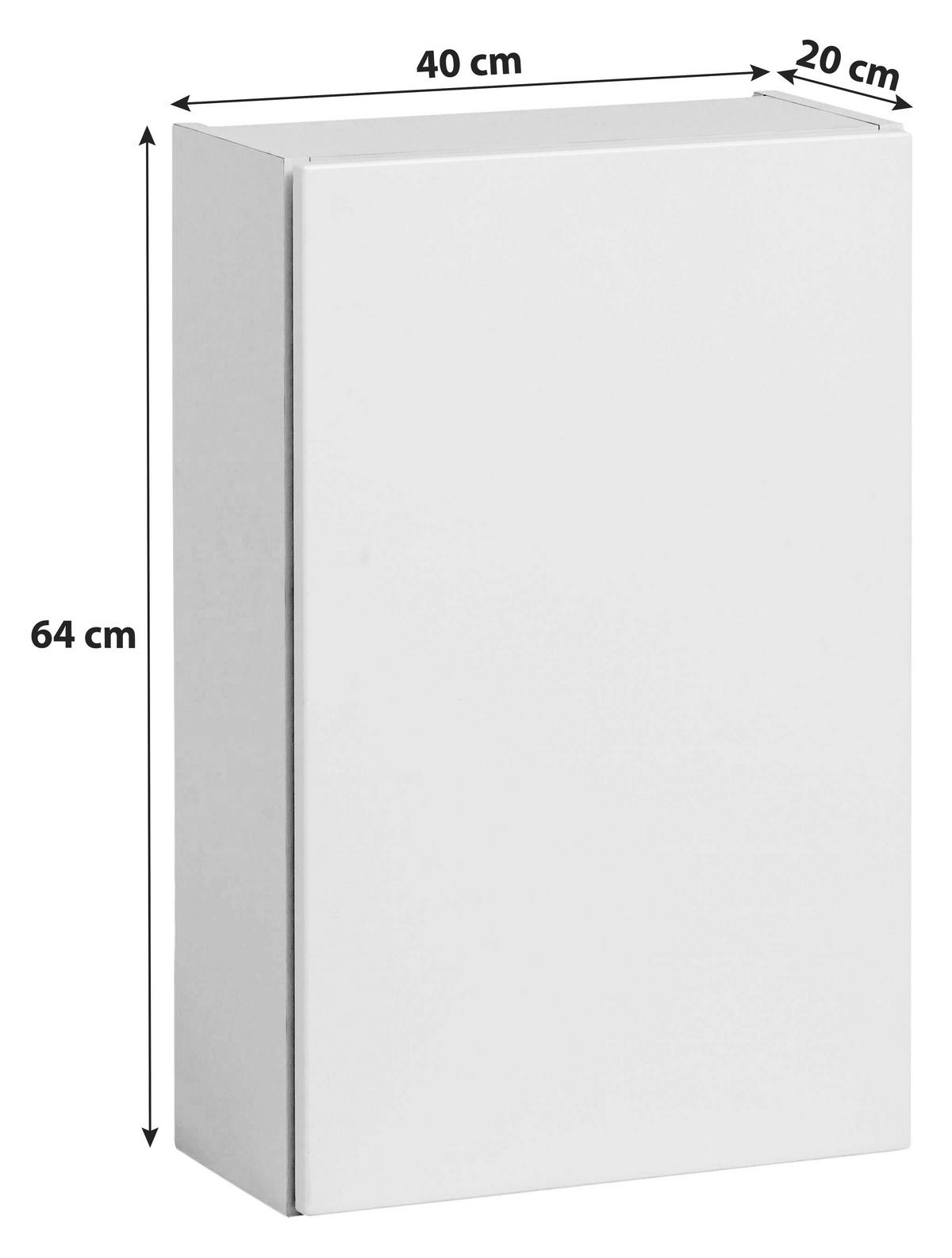 VÄGGHÄNGT SKÅP  - vit, Klassisk, trämaterial (40/64/20cm) - Held