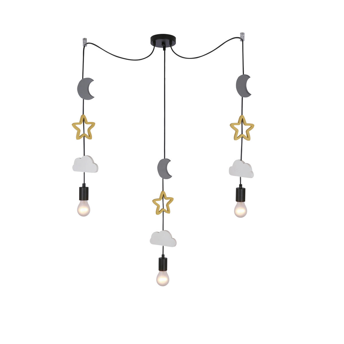 HÄNGLAMPA FÖR BARN Trio 100/15/100 cm  - vit/grå, Basics, metall/trämaterial (100/15/100cm)