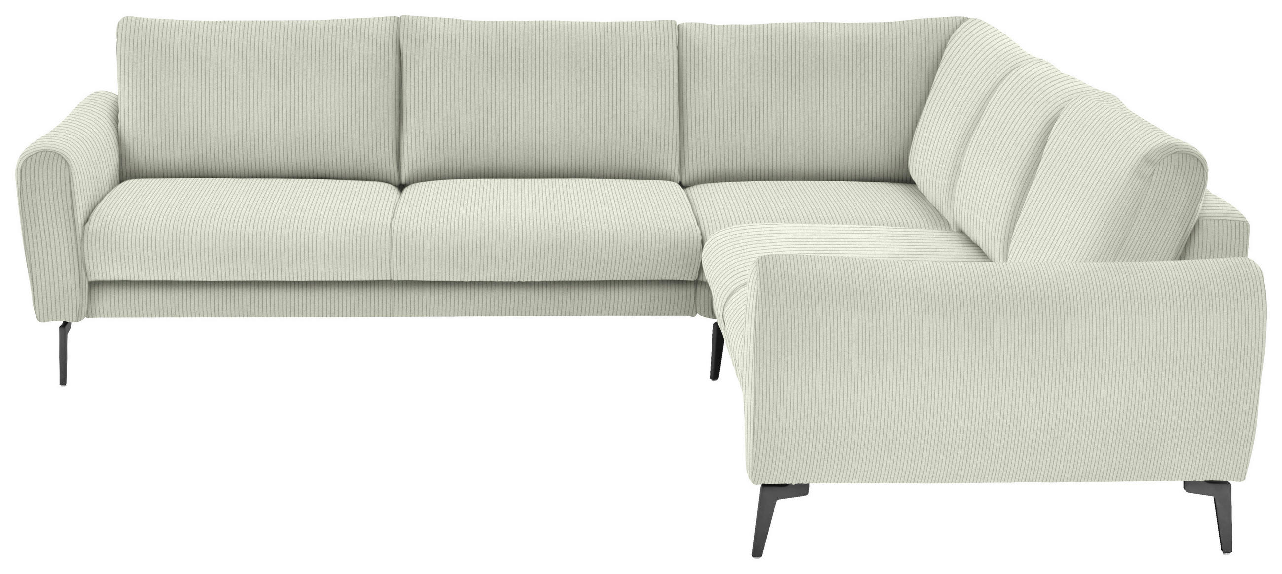 ECKSOFA in Velours, Feincord Creme  - Creme/Schwarz, Design, Textil/Metall (280/254cm) - Beldomo Style