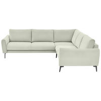ECKSOFA in Velours, Feincord Creme  - Creme/Schwarz, Design, Textil/Metall (280/254cm) - Beldomo Style
