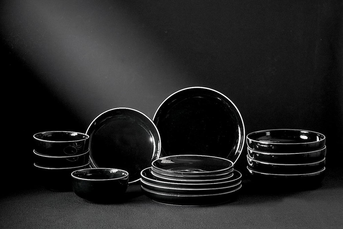 KOMBISERVICE Schwarz Bastia noro 16-teilig 4 Personen  - Schwarz, Trend, Keramik - Novel