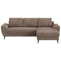 ECKSOFA Chenille Taupe  - Taupe/Schwarz, Trend, Textil/Metall (255/154cm) - MID.YOU