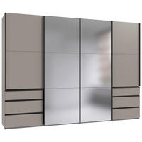 SCHWEBETÜRENSCHRANK 300/216/65 cm 4-türig Sahara  - Schwarz/Sahara, MODERN, Glas/Holzwerkstoff (300/216/65cm) - MID.YOU