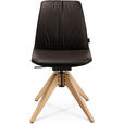 STUHL  in Echtleder pigmentiert Holz, Leder  - Eichefarben/Beige, Design, Leder/Holz (46/82,5-85,25/55cm) - Johann Jakob