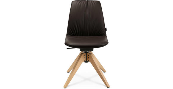 STUHL in Echtleder pigmentiert Holz, Leder - Eichefarben/Beige, Design, Leder/Holz (46/82,5-85,25/55cm) - Johann Jakob