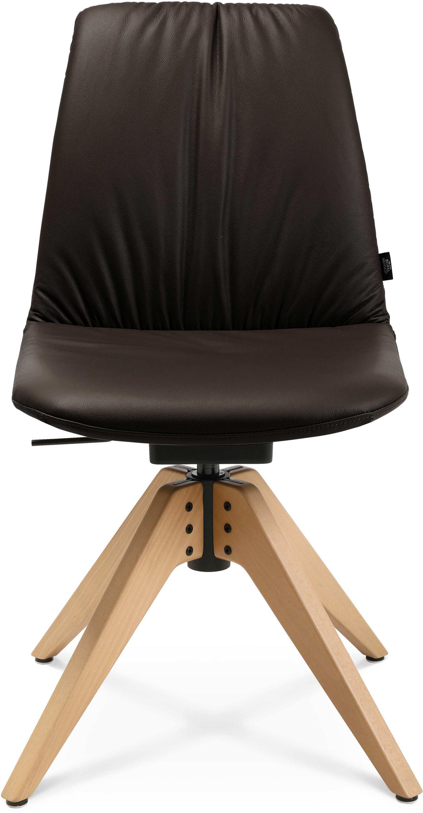 STUHL  in Echtleder pigmentiert  - Eichefarben/Beige, Design, Leder/Holz (46/82,5-85,25/55cm) - Johann Jakob