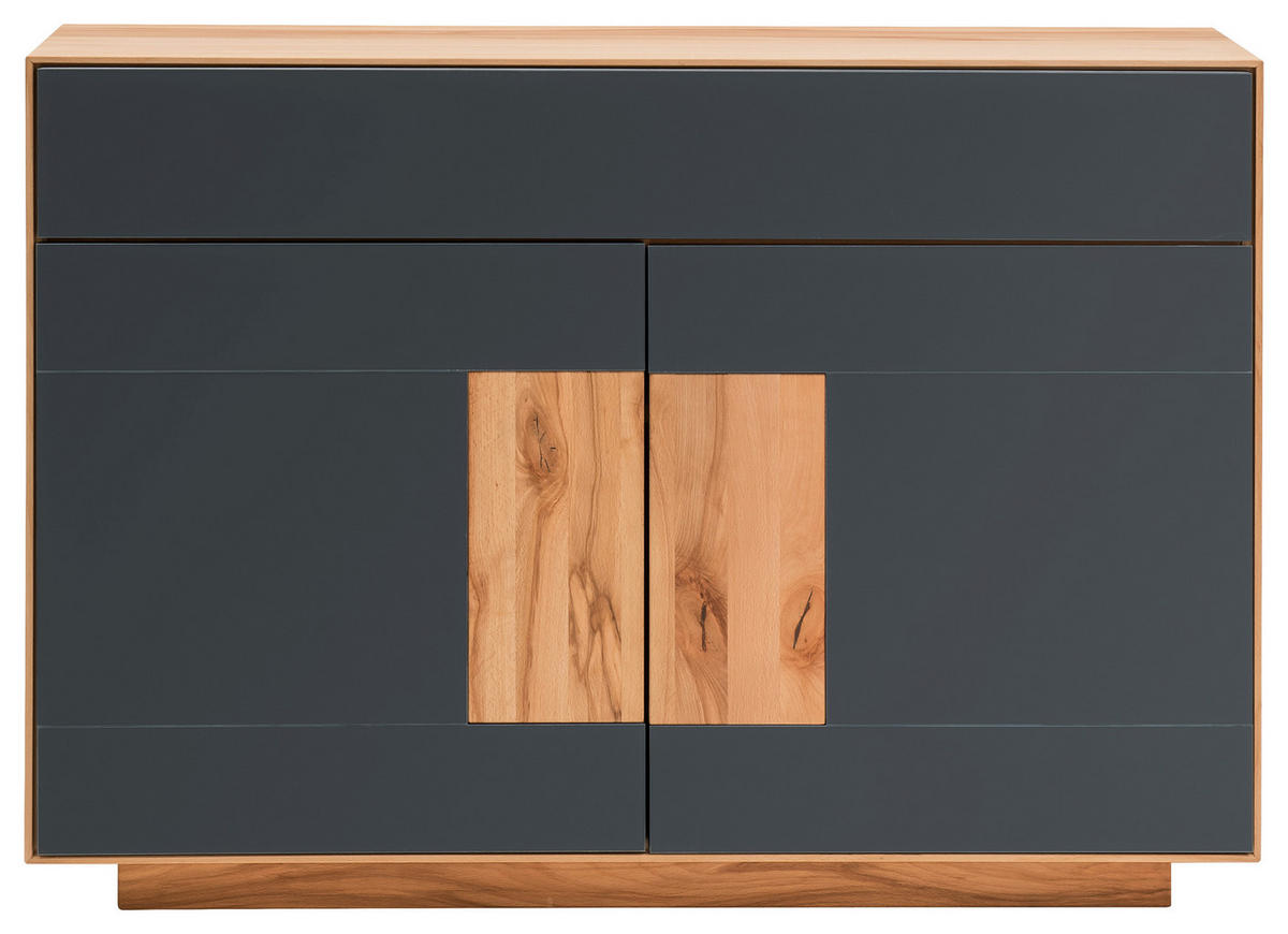 SIDEBOARD  in 120/87/40 cm  - Anthrazit/Buchefarben, MODERN, Glas/Holz (120/87/40cm) - Linea Natura