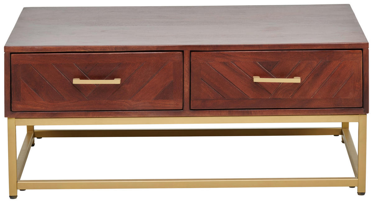 COUCHTISCH in Holz, Metall  - Goldfarben/Walnussfarben, Design, Holz/Metall (90/38/60cm) - MID.YOU