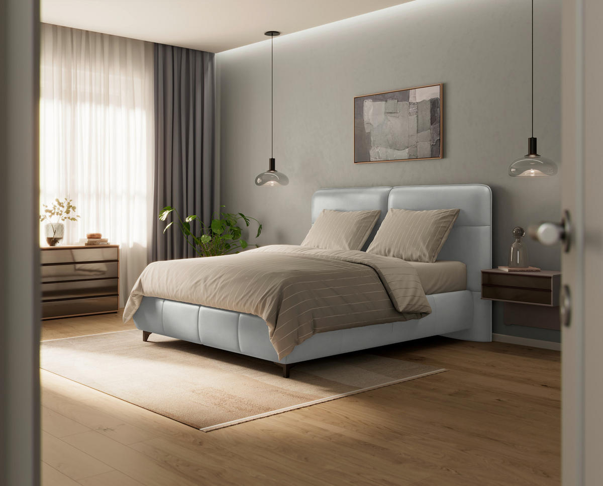 BOXSPRINGBETT 160/200 cm  in Weiß  - Alufarben/Weiß, KONVENTIONELL, Textil/Metall (160/200cm) - Dieter Knoll