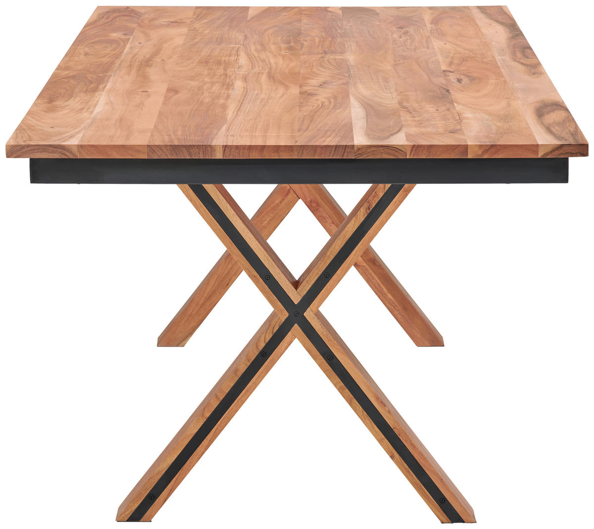 ESSTISCH in Holz, Metall   - Schwarz/Naturfarben, Design, Holz/Metall (180/76/100cm) - Livetastic