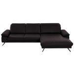 ECKSOFA in Echtleder Dunkelbraun  - Dunkelbraun/Schwarz, Design, Leder/Metall (328/193cm) - Dieter Knoll