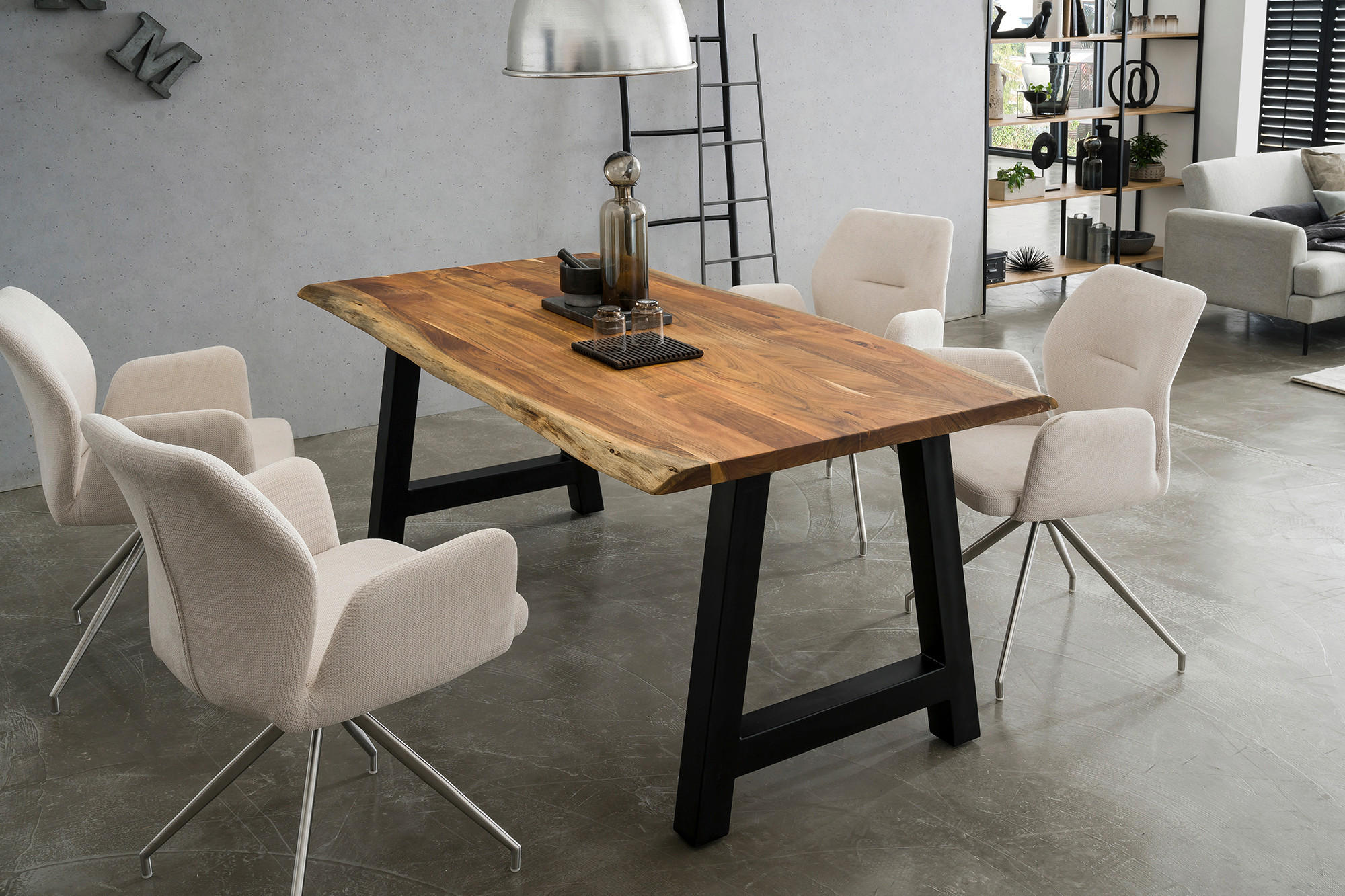 ESSTISCH in Holz 140/80/76,5 cm  - Schwarz/Naturfarben, MODERN, Holz/Metall (140/80/76,5cm) - Livetastic