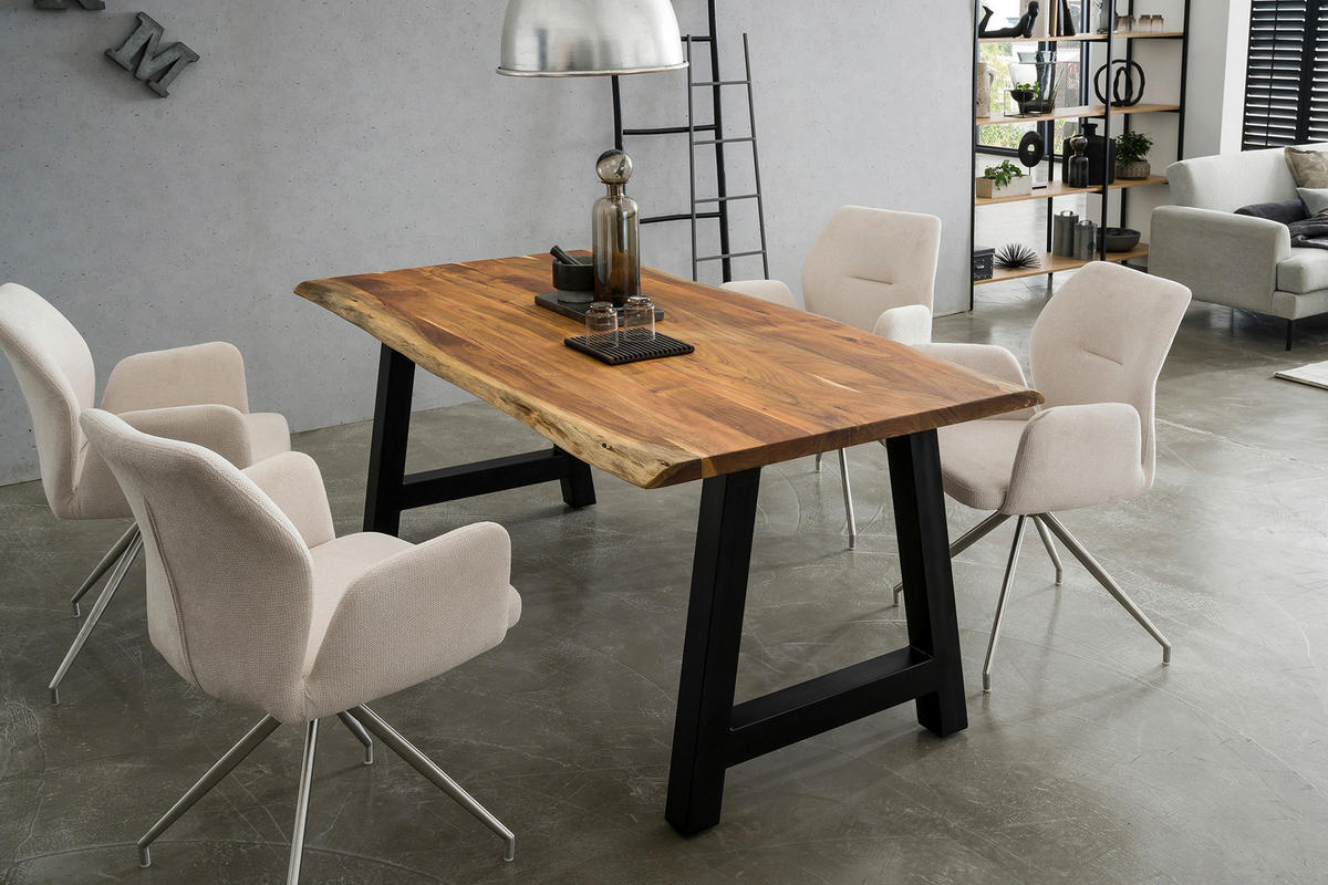 ESSTISCH in Holz 140/80/76,5 cm  - Schwarz/Naturfarben, MODERN, Holz/Metall (140/80/76,5cm) - Livetastic