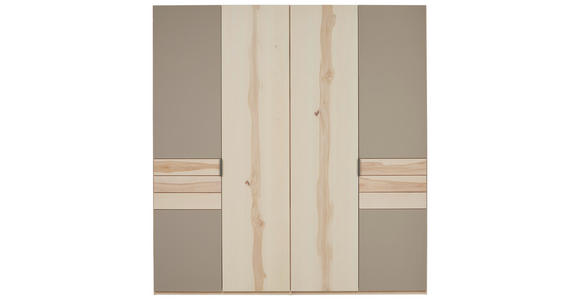 DREHTÜRENSCHRANK 198/214/62 cm,  in Schlammfarben, Buchefarben, 4-türig  - Schlammfarben/Buchefarben, Natur, Glas/Holz (198/214/62cm) - Valnatura