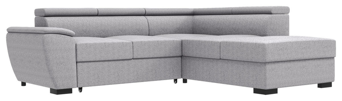 ECKSOFA Grau Flachgewebe  - Schwarz/Grau, KONVENTIONELL, Kunststoff/Textil (266/220cm) - Carryhome